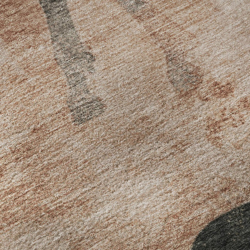 5' X 8' Rust And Charcoal Animal Print Washable Area Rug With UV Protection