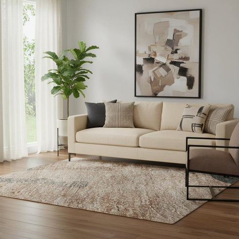 5' X 8' Rust And Charcoal Animal Print Washable Area Rug With UV Protection