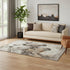 5' X 8' Beige Ivory And Gray Animal Print Washable Area Rug With UV Protection