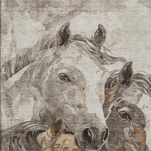 8' X 10' Beige Ivory And Gray Animal Print Washable Area Rug With UV Protection