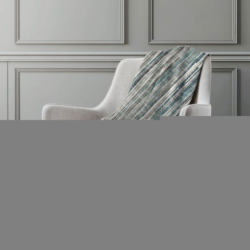 50" X 70" Ivory And Blue Striped Microfiber Plush Throw Blanket