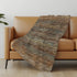 50" X 70" Brown And Blue Abstract Polyester Woven Plush Throw Blanket