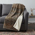 50" X 70" Brown And Blue Abstract Polyester Woven Plush Throw Blanket