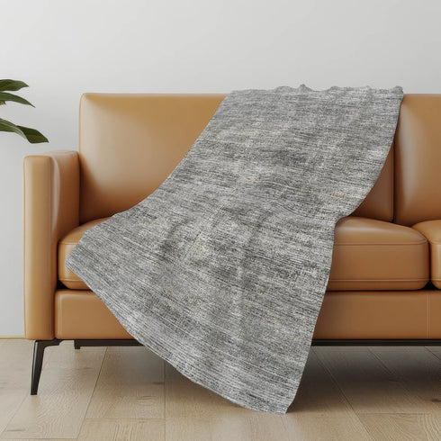 50" X 70" Silver And Gray Abstract Polyester Woven Plush Throw Blanket