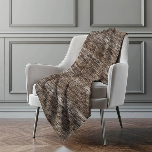 50" X 70" Brown And Beige Abstract Microfiber Plush Throw Blanket