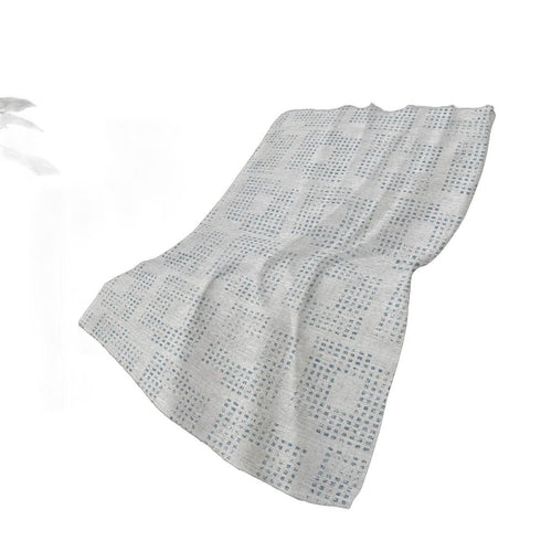 50" X 70" Silver And Blue Geometric Polyester Woven Plush Throw Blanket