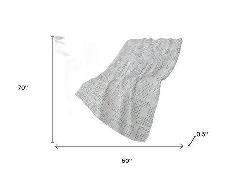 50" X 70" Silver And Blue Geometric Polyester Woven Plush Throw Blanket