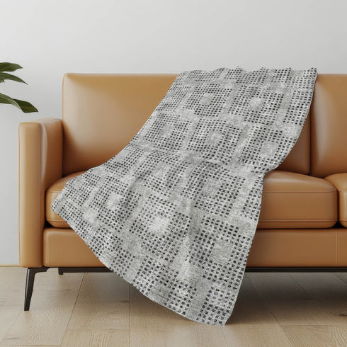50" X 70" Gray And Silver Geometric Polyester Woven Plush Throw Blanket
