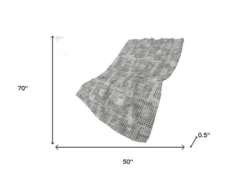 50" X 70" Gray And Silver Geometric Polyester Woven Plush Throw Blanket