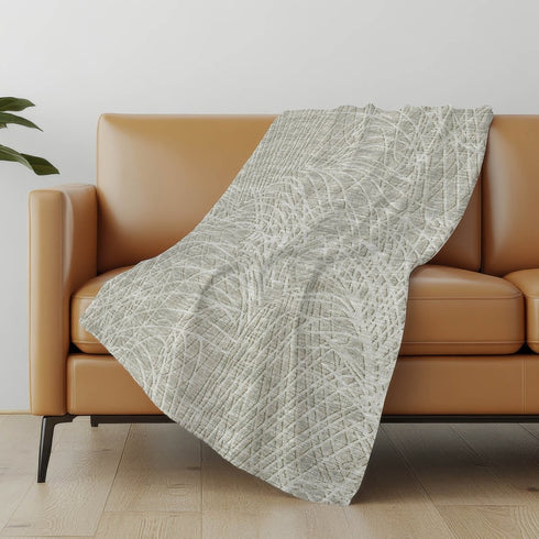 50" X 70" Beige And Gray Abstract Polyester Woven Plush Throw Blanket