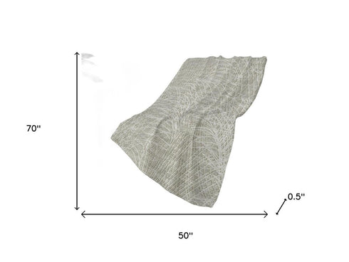 50" X 70" Beige And Gray Abstract Polyester Woven Plush Throw Blanket