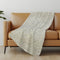 50" X 70" Beige And Gold Abstract Microfiber Plush Throw Blanket
