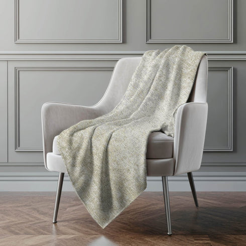 50" X 70" Beige And Gold Abstract Microfiber Plush Throw Blanket