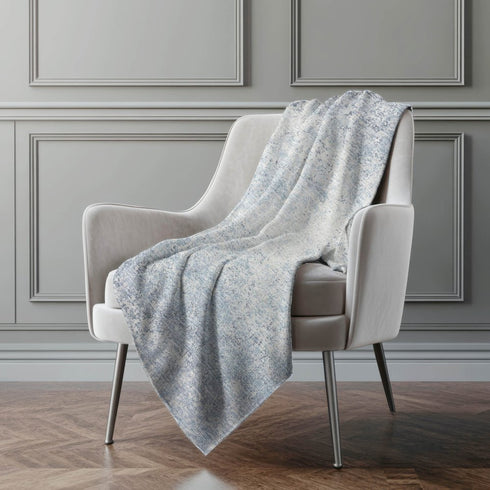 50" X 70" Blue And Beige Abstract Microfiber Plush Throw Blanket