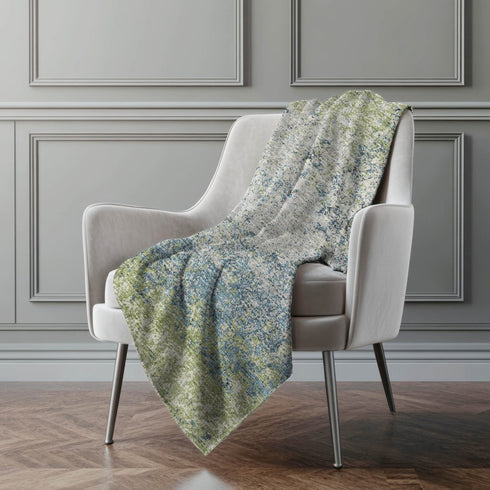 50" X 70" Green And Blue Abstract Polyester Woven Plush Throw Blanket