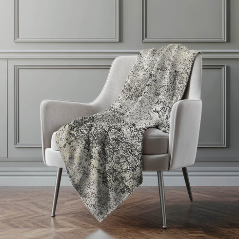 50" X 70" Gray And Black Abstract Polyester Woven Plush Throw Blanket