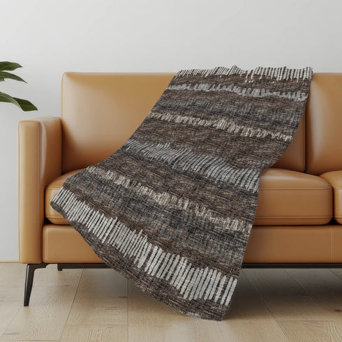 50" X 70" Brown And Beige Abstract Microfiber Plush Throw Blanket