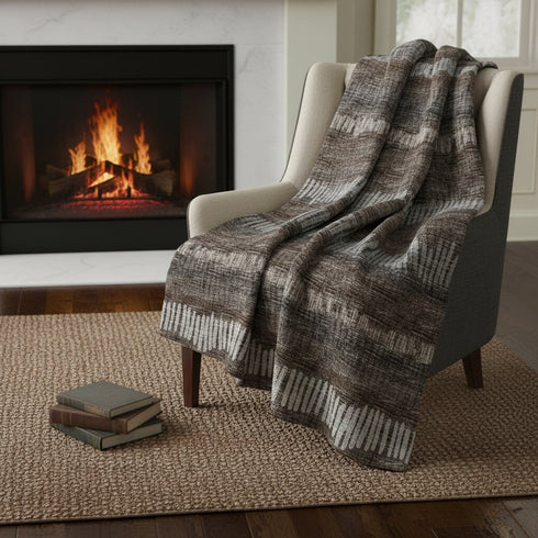 50" X 70" Brown And Beige Abstract Microfiber Plush Throw Blanket