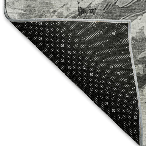 5' X 8' Gray Silver And Charcoal Animal Print Washable Area Rug With UV Protection