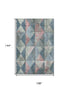 9' X 12' Denim Blue Blush And Ivory Geometric Washable Area Rug With UV Protection