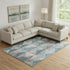 9' X 12' Denim Blue Blush And Ivory Geometric Washable Area Rug With UV Protection
