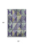 5' X 8' Eggplant Gold And Ivory Geometric Washable Area Rug With UV Protection