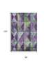 8' X 10' Purple Green And Ivory Geometric Washable Area Rug With UV Protection