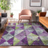8' X 10' Purple Green And Ivory Geometric Washable Area Rug With UV Protection