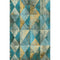 5' X 8' Teal Gold And Ivory Geometric Washable Area Rug With UV Protection