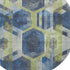 8' Navy Blue Green And Gray Geometric Washable Round Rug With UV Protection