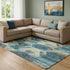 8' X 10' Teal Gold And Silver Geometric Washable Area Rug With UV Protection
