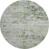 8' Artichoke Green And Ivory Abstract Washable Round Rug With UV Protection