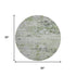 8' Artichoke Green And Ivory Abstract Washable Round Rug With UV Protection