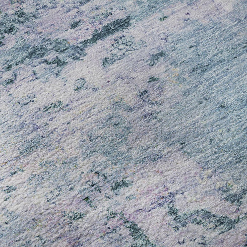 5' X 8' Blue And Lavender Abstract Washable Area Rug With UV Protection