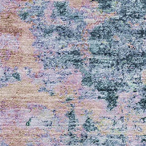 5' X 8' Blue And Lavender Abstract Washable Area Rug With UV Protection