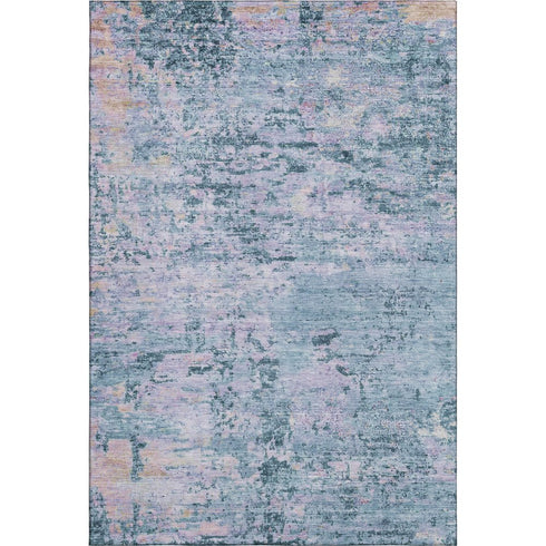 8' X 10' Blue And Lavender Abstract Washable Area Rug With UV Protection