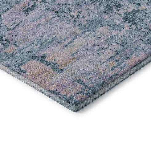 8' X 10' Blue And Lavender Abstract Washable Area Rug With UV Protection