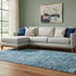 8' X 10' Denim Blue And Ivory Abstract Washable Area Rug With UV Protection