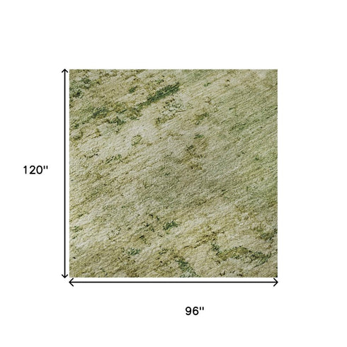 8' X 10' Fern Green And Gold Abstract Washable Area Rug With UV Protection