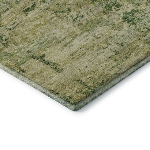 8' X 10' Fern Green And Gold Abstract Washable Area Rug With UV Protection