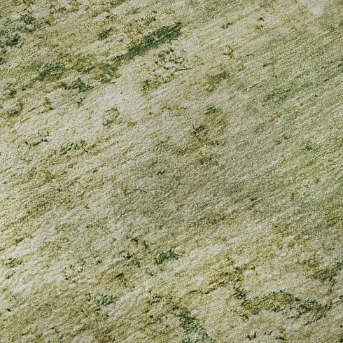 8' X 10' Fern Green And Gold Abstract Washable Area Rug With UV Protection