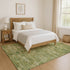 8' X 10' Fern Green And Gold Abstract Washable Area Rug With UV Protection