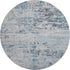 8' Sky Blue Ivory And Gray Abstract Washable Round Rug With UV Protection