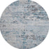 8' Sky Blue Ivory And Gray Abstract Washable Round Rug With UV Protection