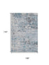 9' X 12' Sky Blue Ivory And Gray Abstract Washable Area Rug With UV Protection