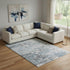 9' X 12' Sky Blue Ivory And Gray Abstract Washable Area Rug With UV Protection