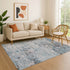 9' X 12' Sky Blue Ivory And Gray Abstract Washable Area Rug With UV Protection