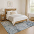 9' X 12' Sky Blue Ivory And Gray Abstract Washable Area Rug With UV Protection