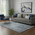 5' X 8' Blue Ivory And Gray Geometric Washable Area Rug With UV Protection