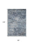 8' X 10' Blue Ivory And Gray Geometric Washable Area Rug With UV Protection